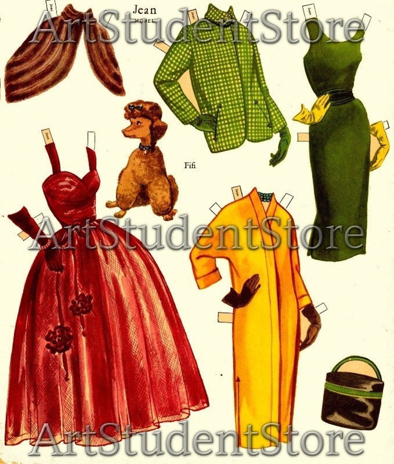 Girl Paper Doll Vintage Paper Dolls Career Girls C. 1950s Etsy