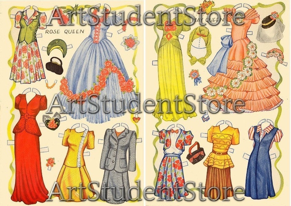 Pdf instant digital vintage paper dolls festival beauty Etsy