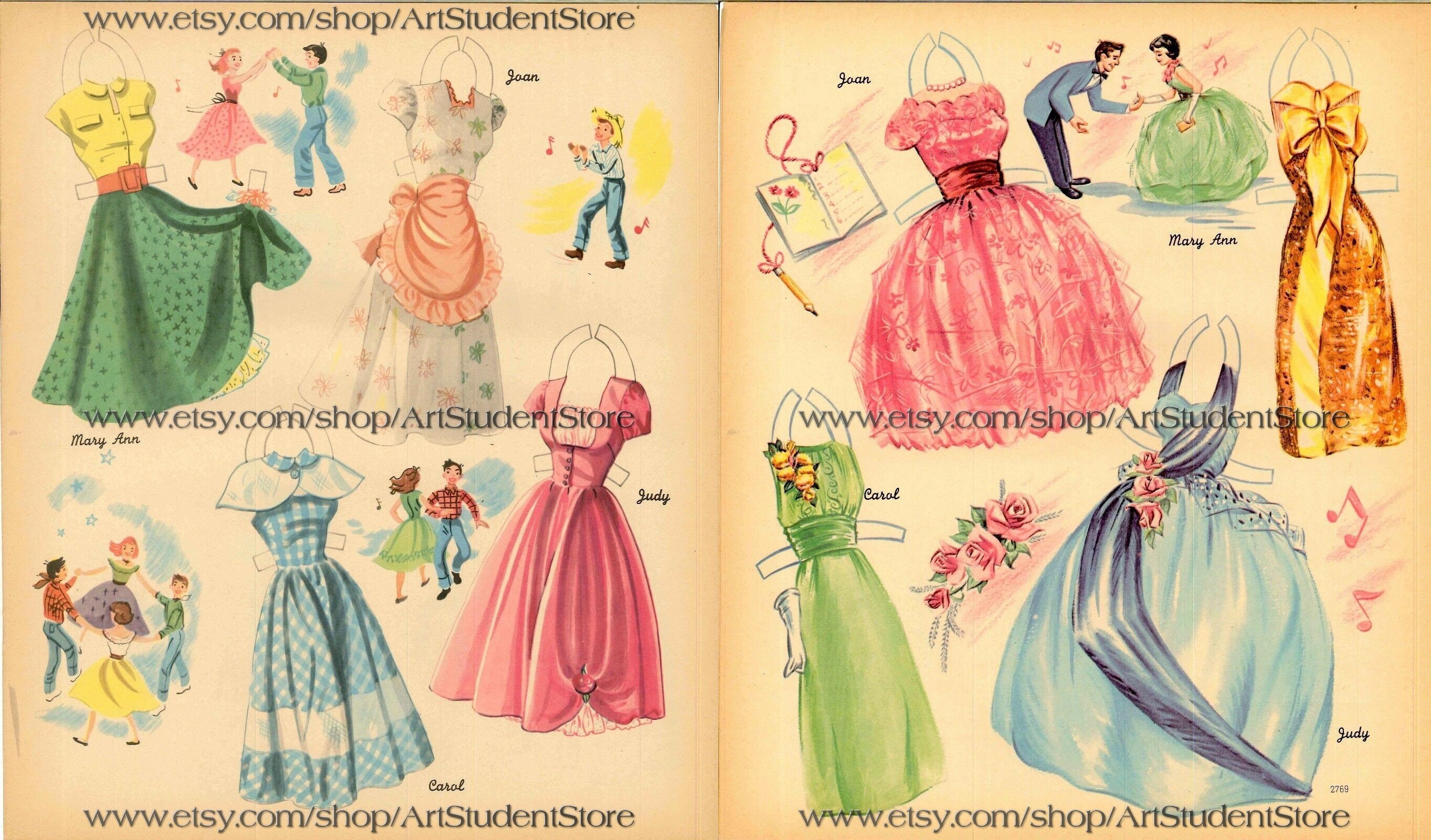 1950s Paper Dolls Coloring and Activity Book: Retro Style Fashion Cut Out and Dress Up Book for Girls Ages 4-7, 8-12 (Vintage Fashion Paper Dolls)