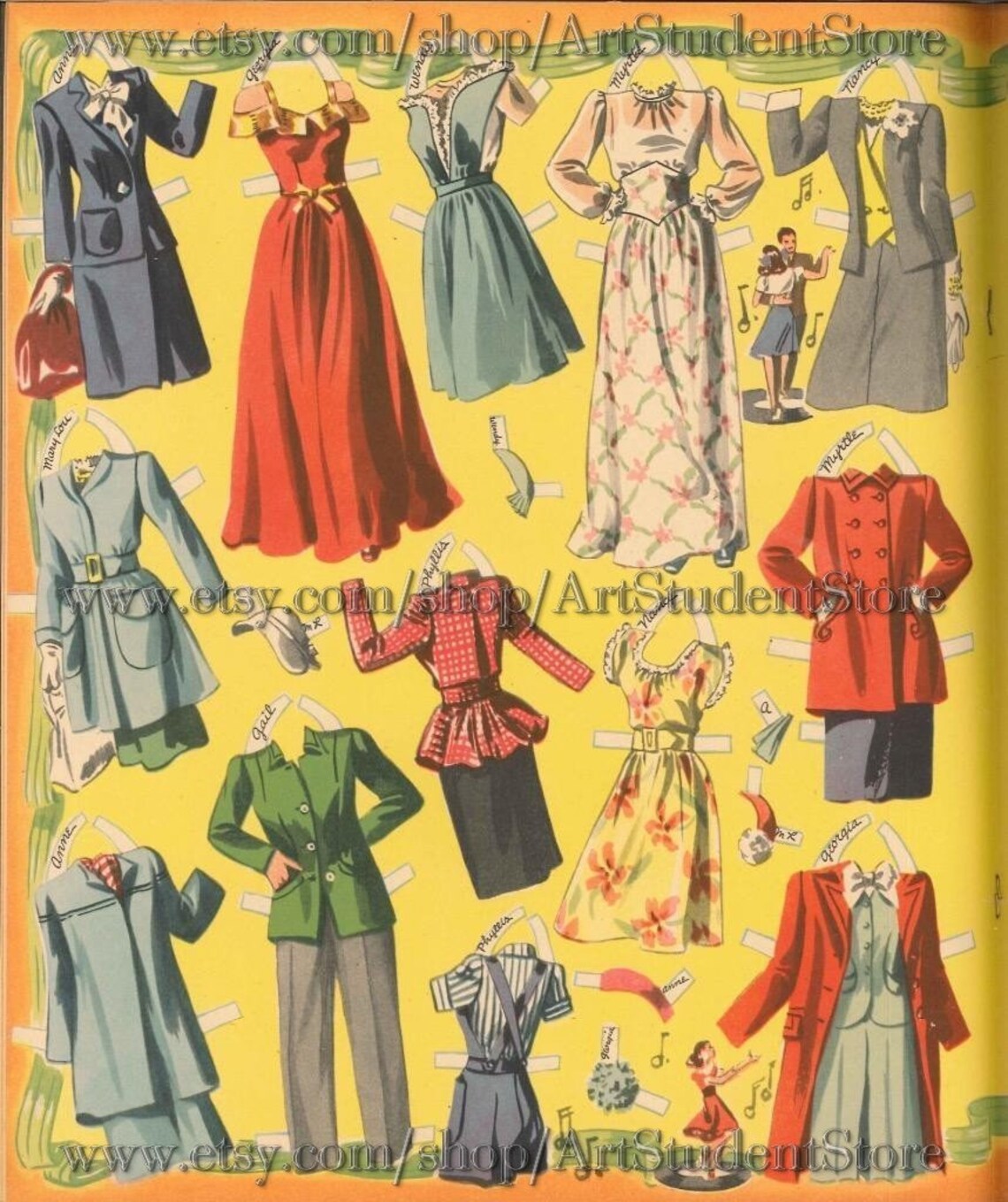 Pdf Printable Digital Vintage Paper Dolls Sweet 16 Dolls | Etsy