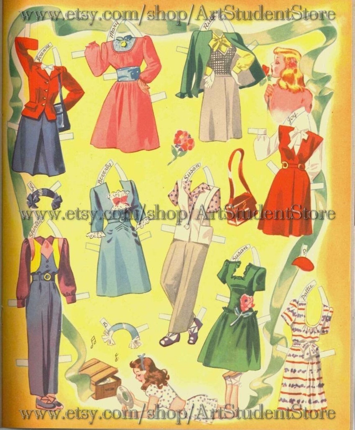Pdf Printable Digital Vintage Paper Dolls Sweet 16 Dolls | Etsy
