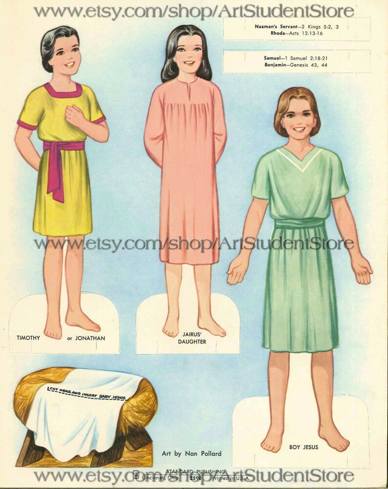 Pdf Printable Digital Vintage Paper Dolls Bible Children - Etsy
