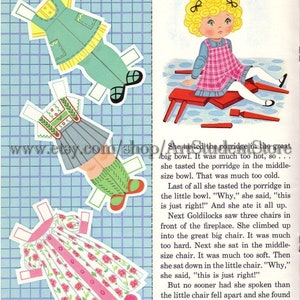 Vintage Paper Dolls Story to Read Goldilocks ,instant Digital Pdf - Etsy