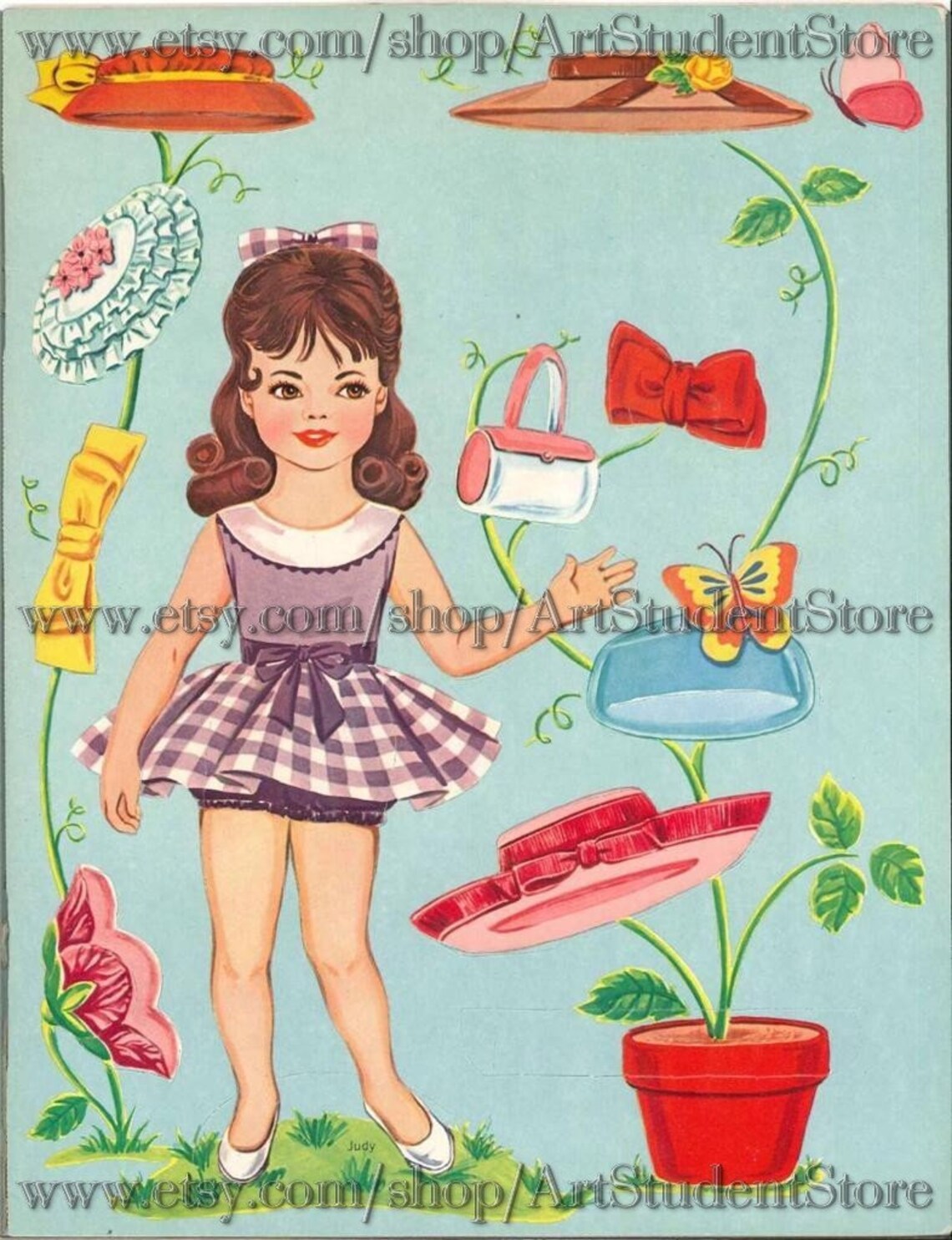 Vintage Paper Dolls Dolls Bonnets and Bowsprintable Digital - Etsy