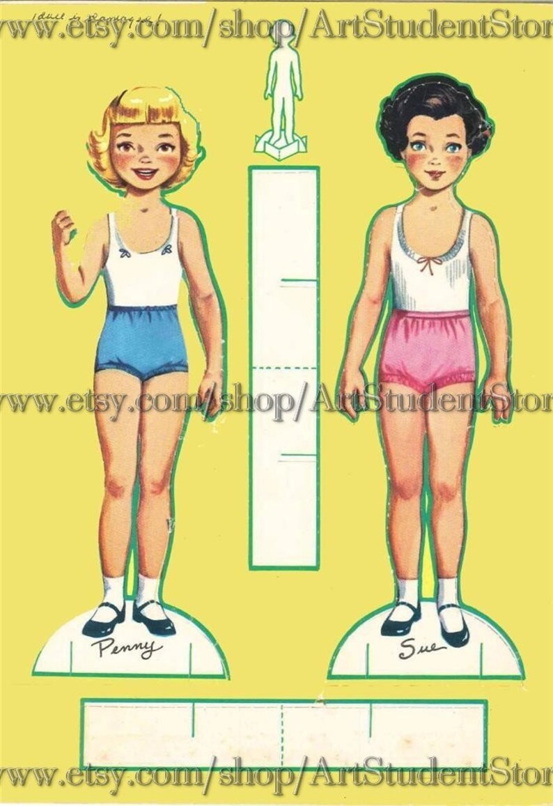 Pdf Printable Digital Vintage Paper Dolls Dress the Dollies Etsy
