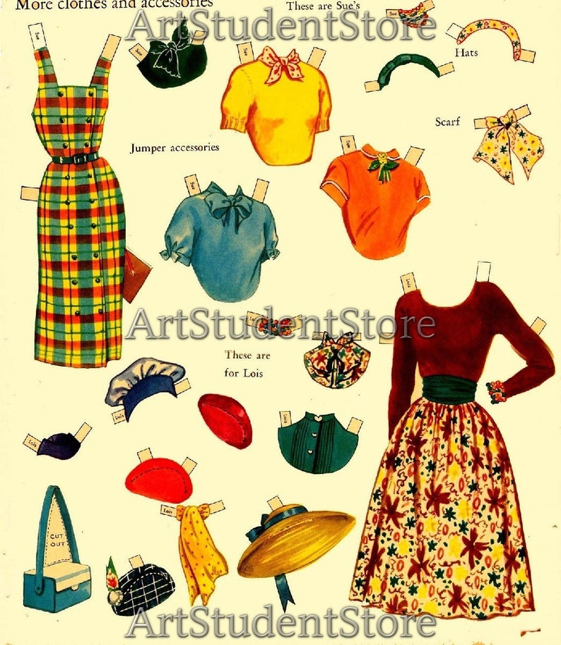 Girl Paper Doll Vintage Paper Dolls Career Girls C. 1950s Etsy