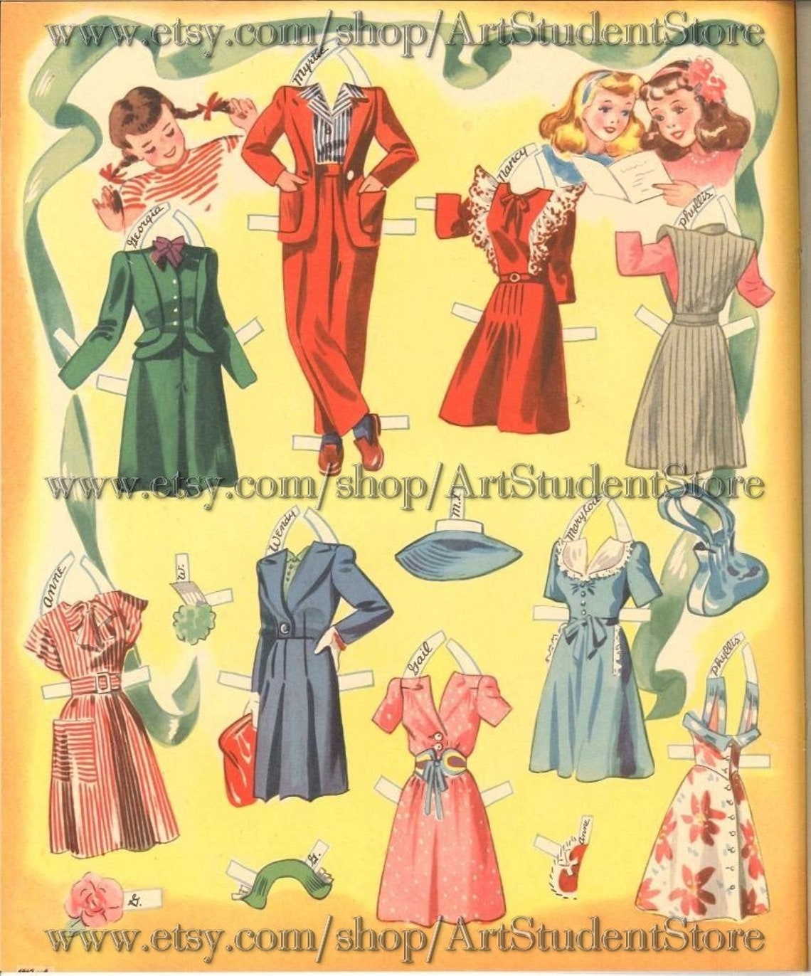 Pdf Printable Digital Vintage Paper Dolls Sweet 16 Dolls | Etsy