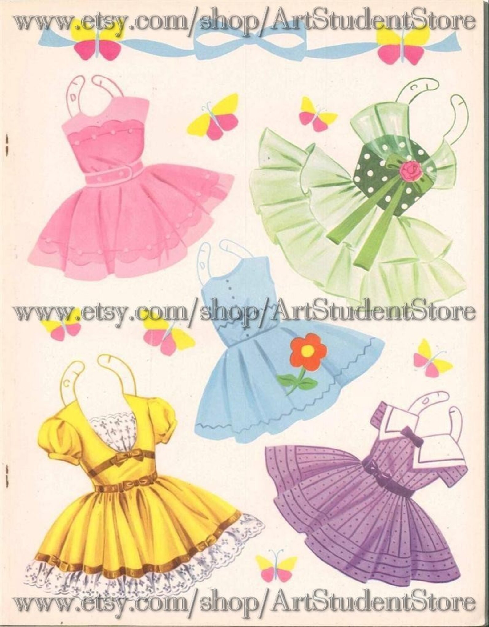 Vintage Paper Dolls Dolls Bonnets and Bowsprintable Digital - Etsy