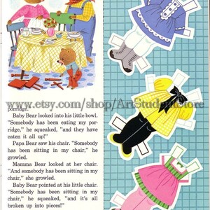 Vintage Paper Dolls Story to Read Goldilocks ,instant Digital Pdf - Etsy