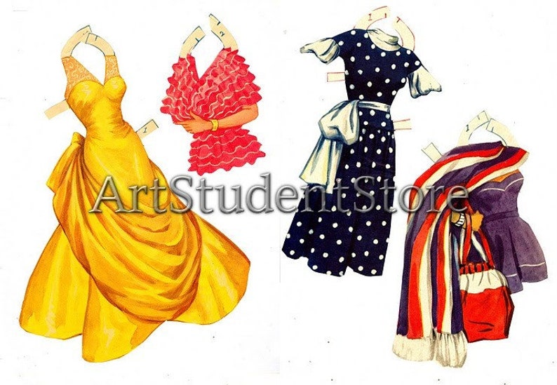 Girl Paper Doll Vintage Paper Dolls Barbara Britton Movie Etsy