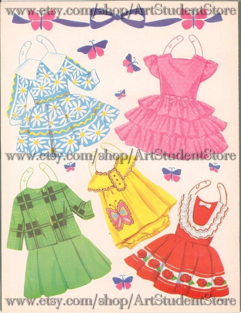 Vintage Paper Dolls Dolls Bonnets and Bowsprintable Digital - Etsy