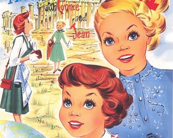 Vintage paper dolls around the world with Connie and Jean c. 1958