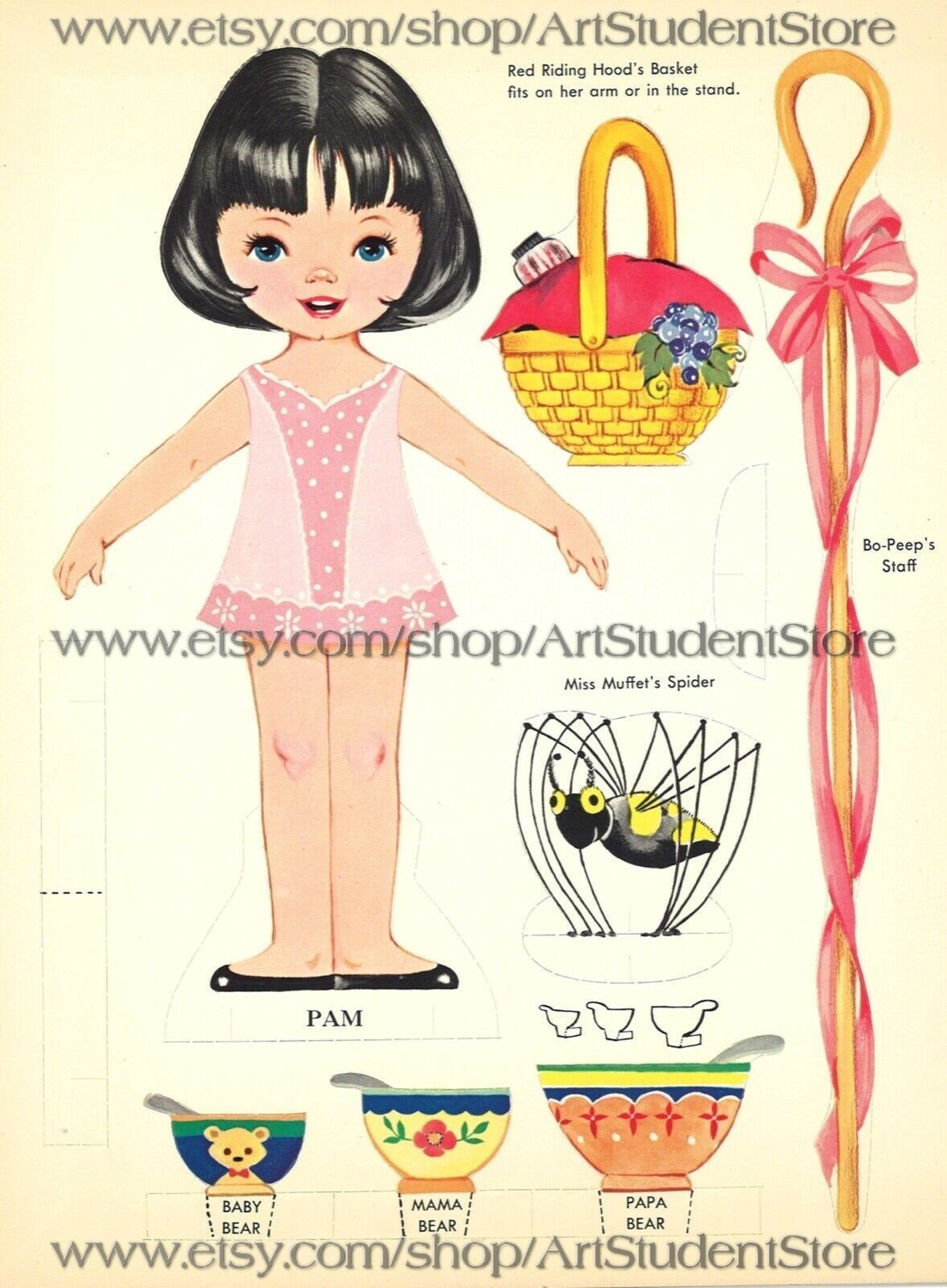 Printable Digital Pdf Instant Vintage Paper Dolls Storybook - Etsy