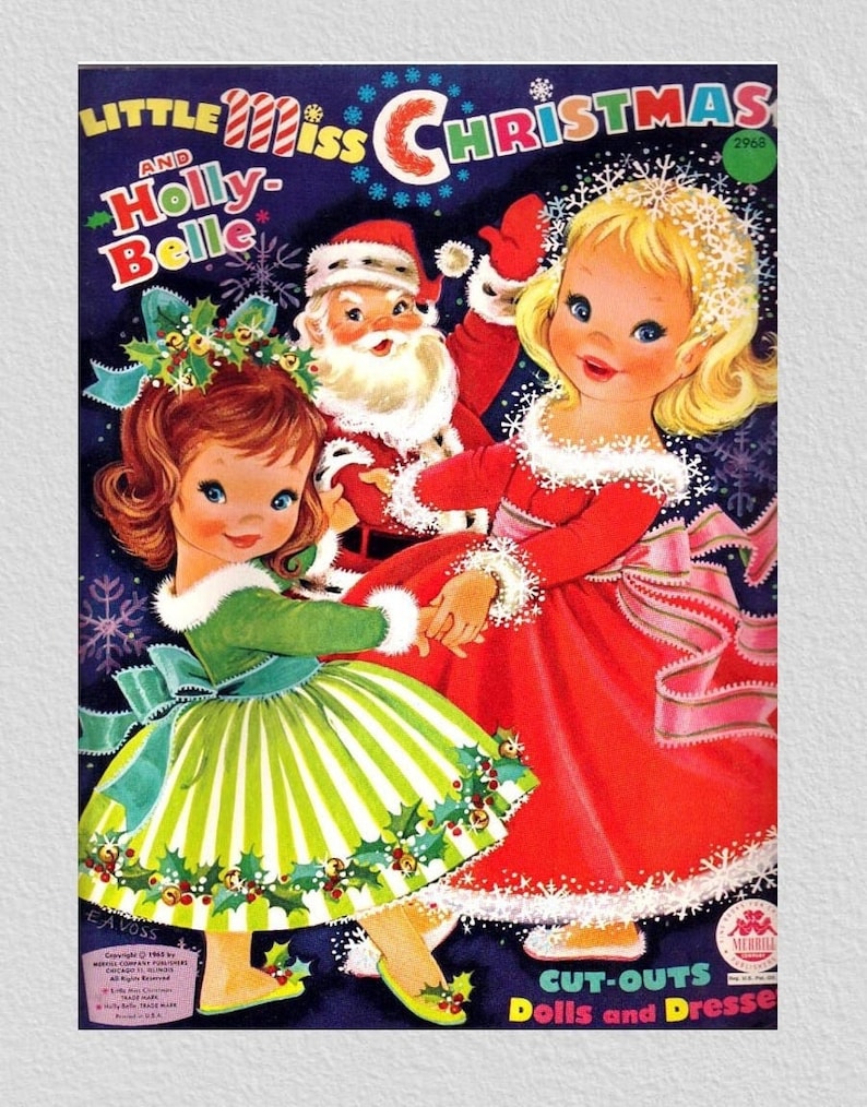Girl Paper Doll Vintage Paper Dolls Little Miss Christmas and Etsy
