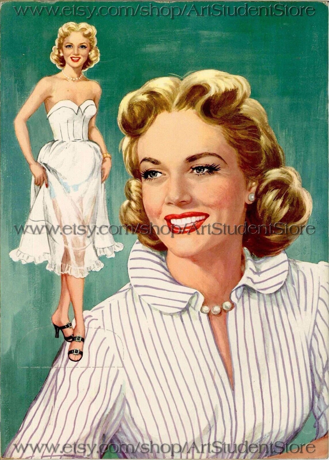 Girl Paper Doll Vintage Paper Dolls Barbara Britton Movie Etsy