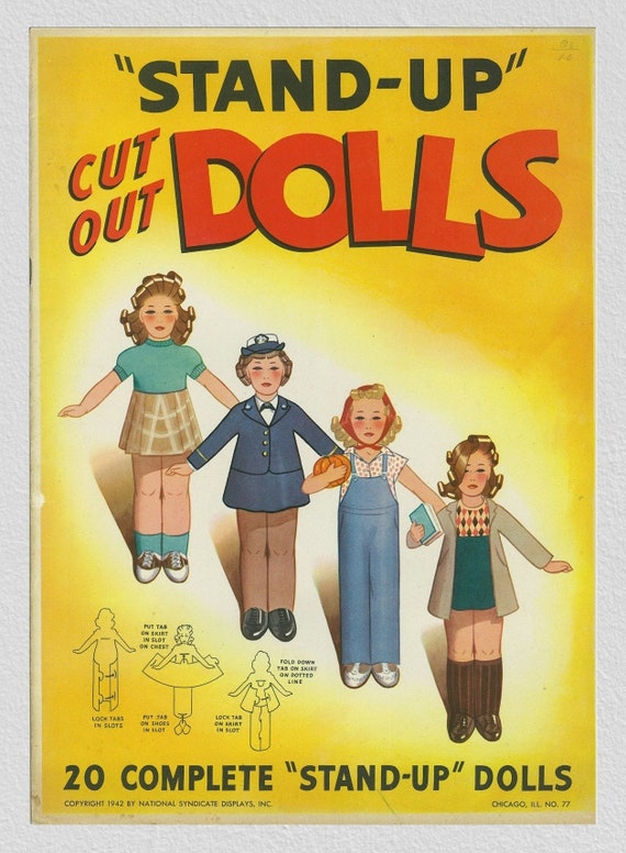 Vintage Paper Dolls Stand up Cut Out Dolls printable Digital Pdf Etsy