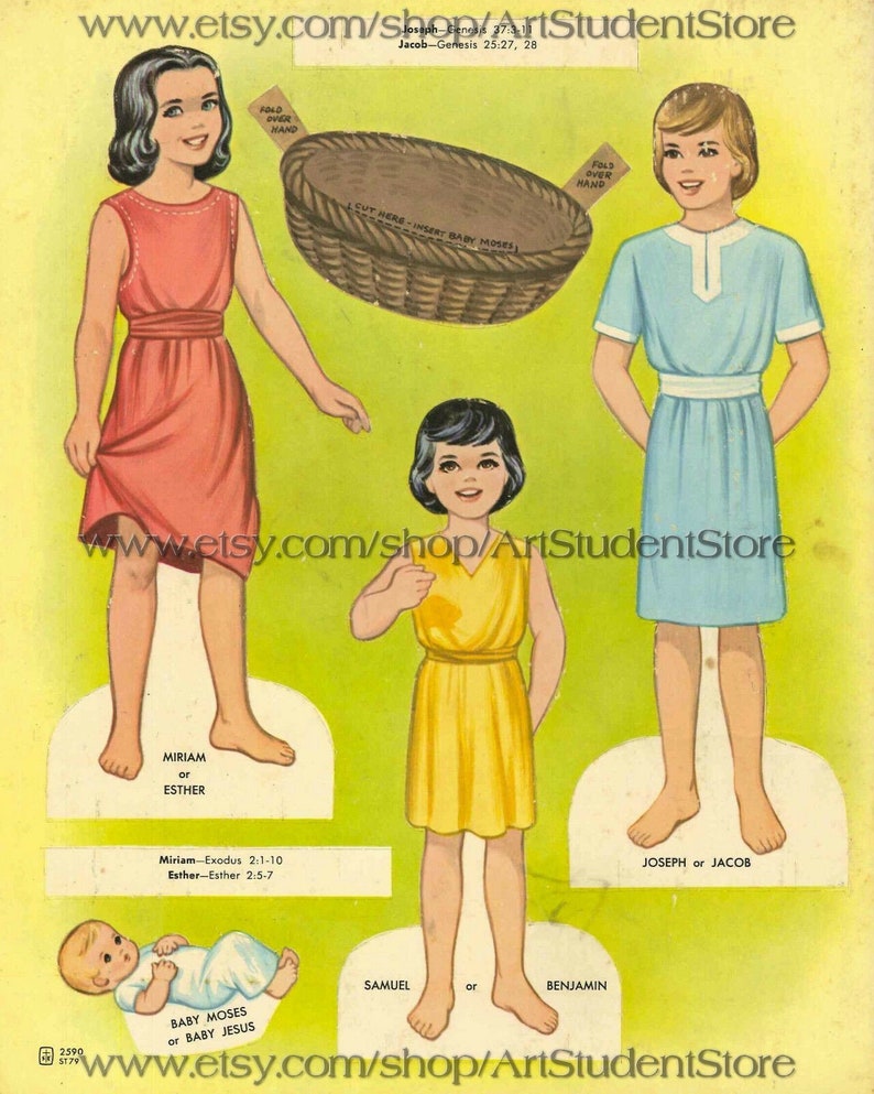 Pdf Printable Digital Vintage Paper Dolls Bible Children - Etsy
