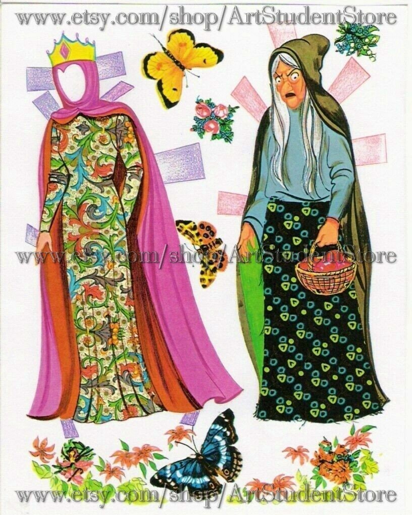 Pdf Printable Digital Vintage Paper Dolls White &amp; the Seven - Etsy