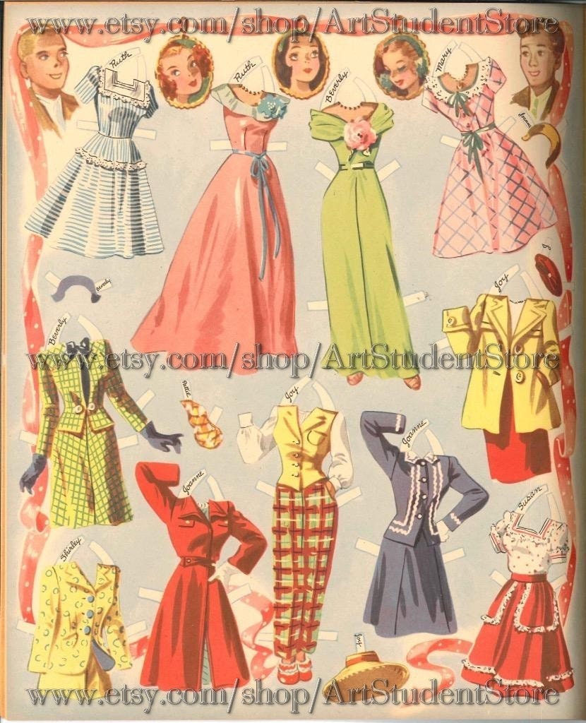 Pdf Printable Digital Vintage Paper Dolls Sweet 16 Dolls - Etsy