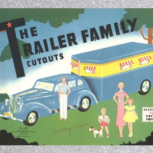 Printable pdf, vintage paper The Trailer Family Cutouts