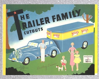 Printable pdf, vintage paper The Trailer Family Cutouts