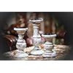 Wooden pillar candle holders set of three