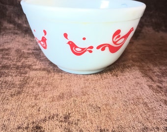 petit bol à mélanger vintage en Pyrex, motif de l'amitié