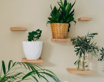 Small Shelves by MONIWOOD | Square Minimalist Book Shelves, Floating Shelves, Shelving, Plant Stand, Floating Nightstand, Bathroom Shelves