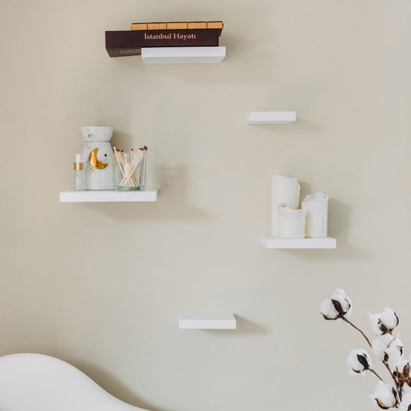 Small Book Shelf by MONIWOOD | Square White Shelf, Shelving, Minimalist Shelf, Wall Decor, Floating Nightstand, Boho, Bathroom Shelf