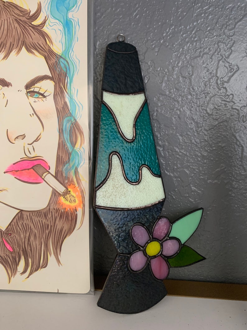Stained Glass Lava Lamp Glow in the Dark Suncatcher Etsy