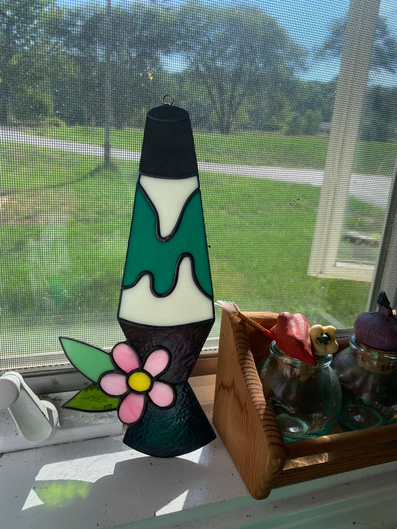 Stained Glass Lava Lamp Glow in the Dark Suncatcher Etsy
