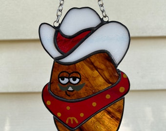 Stained Glass McBuddy Chicken nugget suncatcher