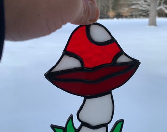 Stained glass Mushroom Mouth sun catcher