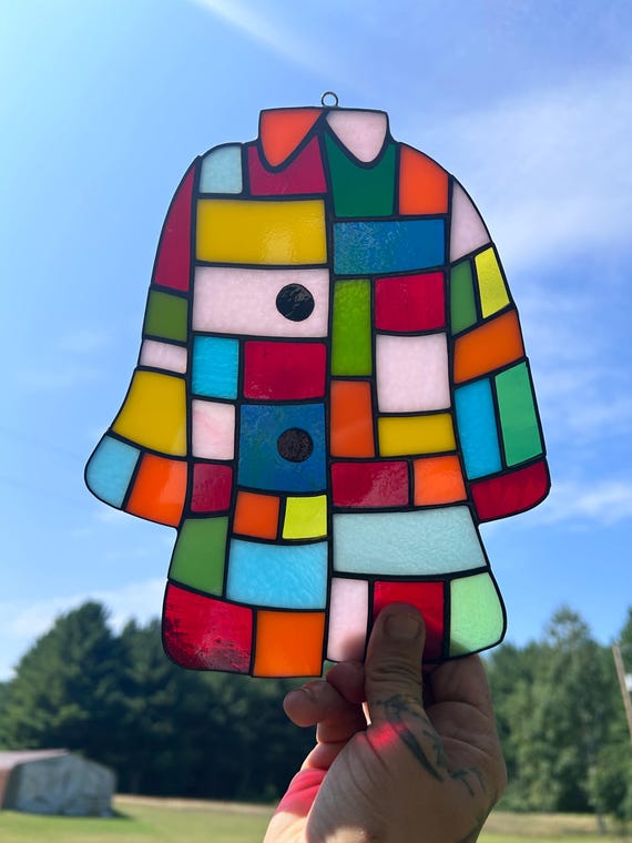 Stained Glass Dolly Coat of Many Colors Suncatcher