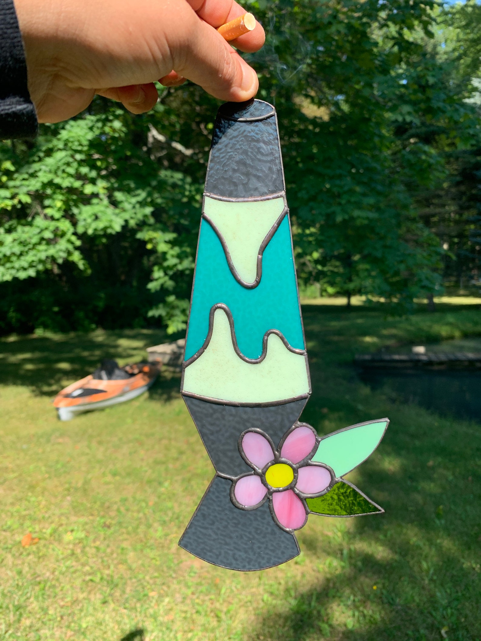 Stained Glass Lava Lamp Glow in the Dark Suncatcher Etsy