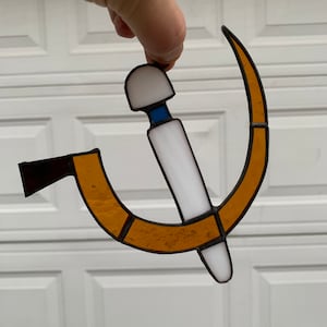 Vibrating Wand and Sickle Stained glass art comrade Suncatcher