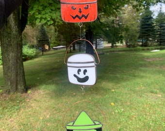 McDonalds Vintage Happy Meal Halloween Bucket Stained Glass Suncatcher