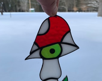 Stained Glass Mushroom Eye suncatcher