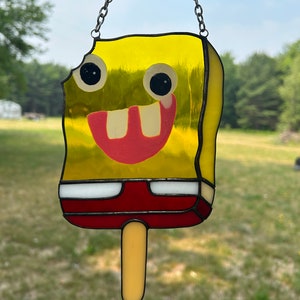 Stained Glass SpongeBob popsicle suncatcher