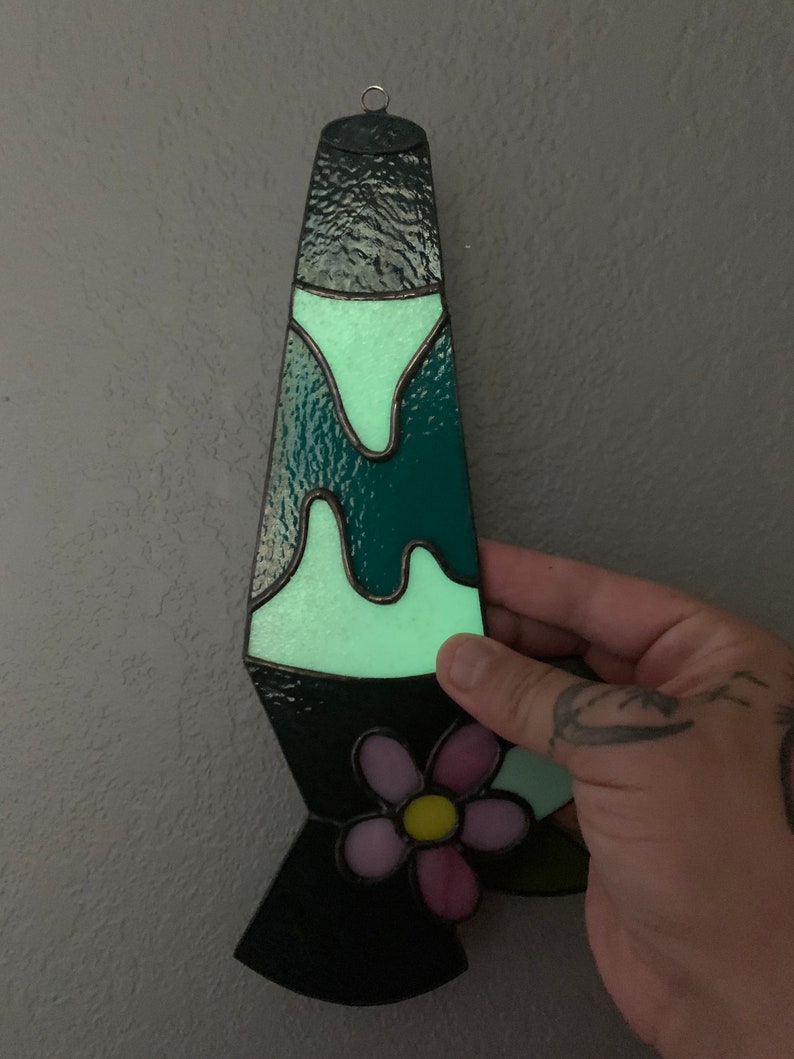 Stained Glass Lava Lamp Glow in the Dark Suncatcher Etsy