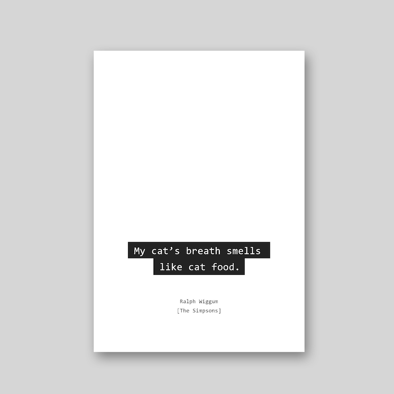 My Cats Breath Smells Like Cat Food / Ralph Wiggum / the Etsy Australia