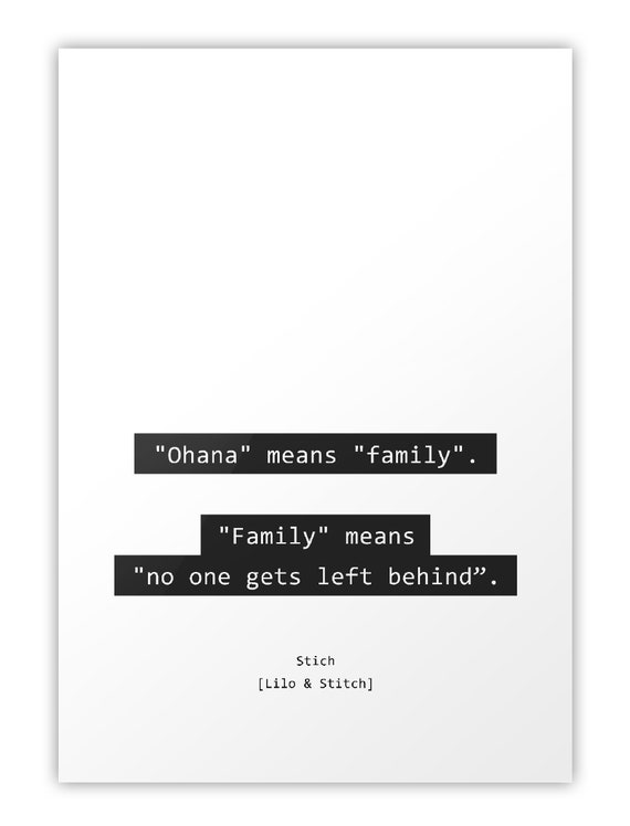 Stitch Art Print Lilo and Stitch Poster Ohana Means Family