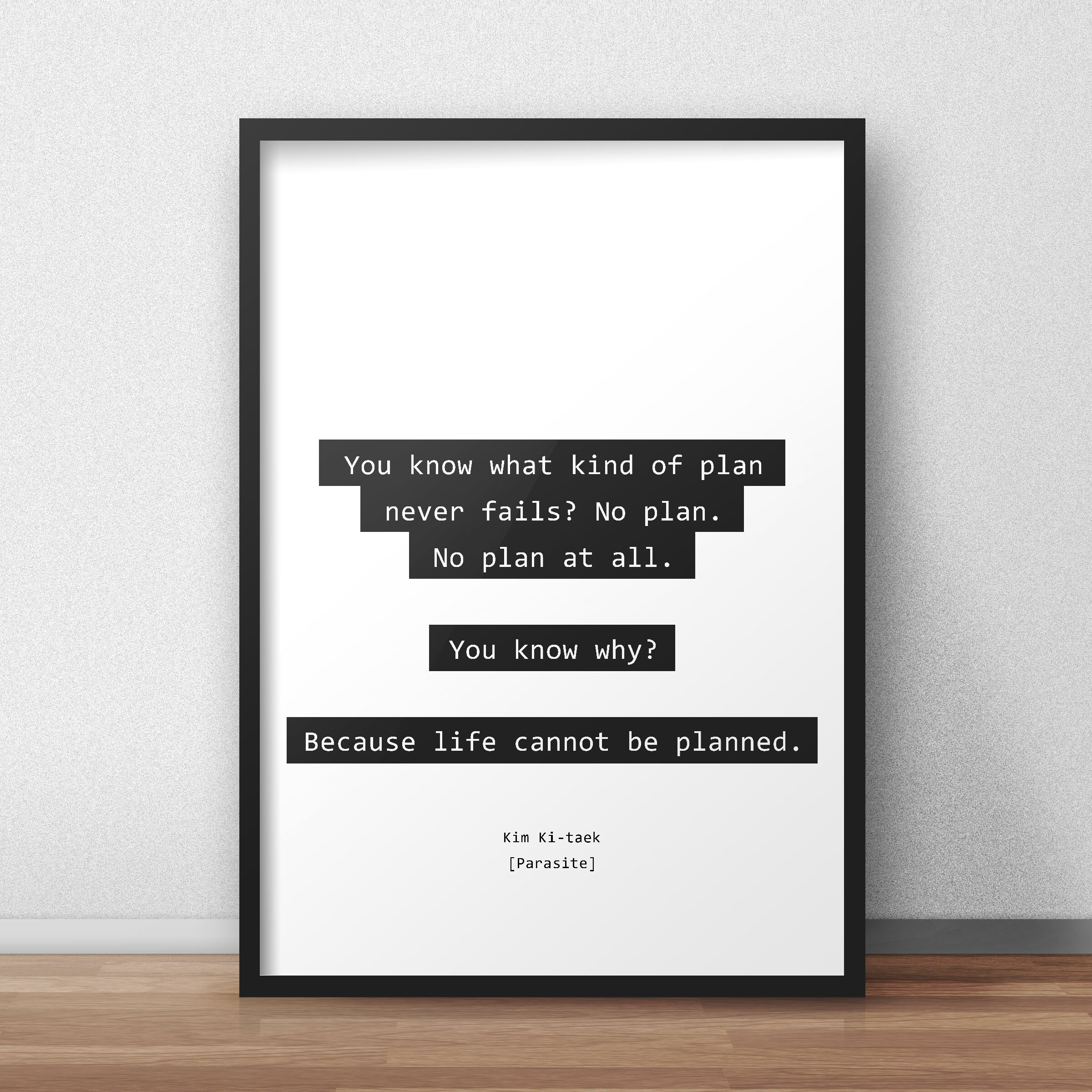 Life Cannot Be Planned / Parasite Quotes Print/poster - Etsy