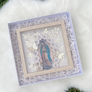 Virgen de guadalupe shadow box, virgen de guadalupe, baptism proposal shadow box, godparents, shadow box, virgencita, virgin mary shadow box