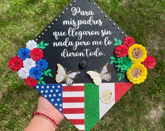 Graduation cap topper, graduation, Mexican graduation cap, mexican, class of 2024, cap topper, grad cap topper, personalized topper,