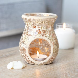 Gold Crackle Glass Wax And Oil Burner