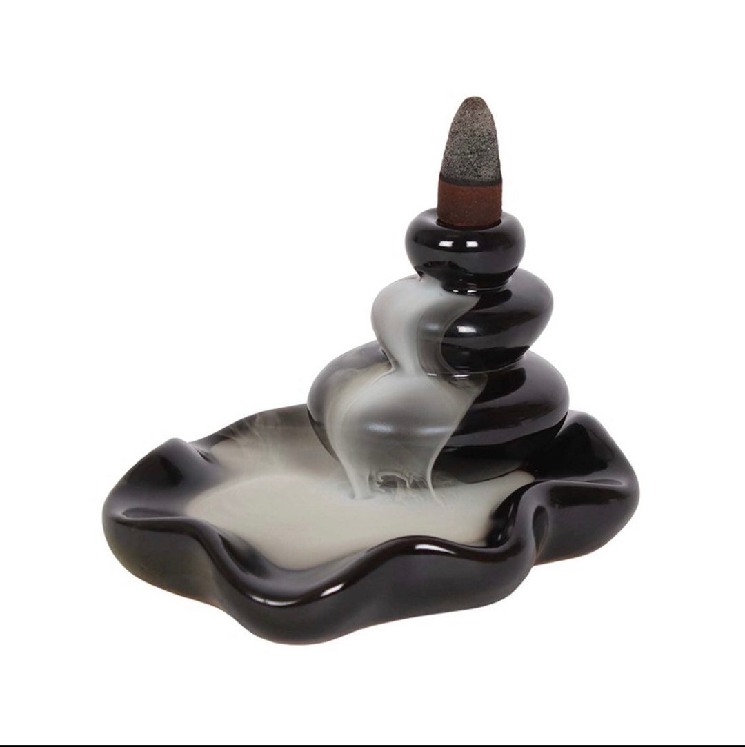 Backflow Incense Burner, Stacked Pebble Backflow Incense Burner