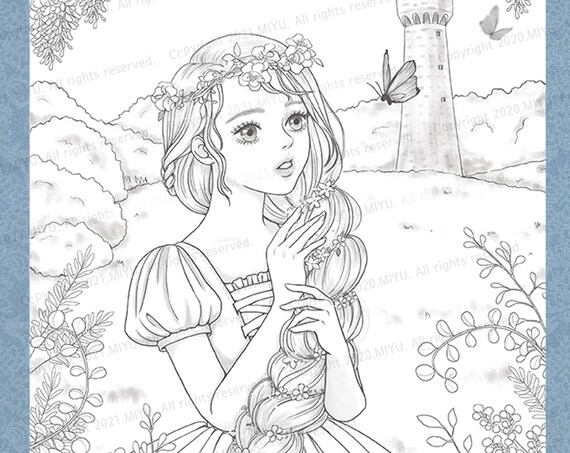 Rapunzel Dibujos para colorear A4 A5 Imprimible Descargar - Etsy España