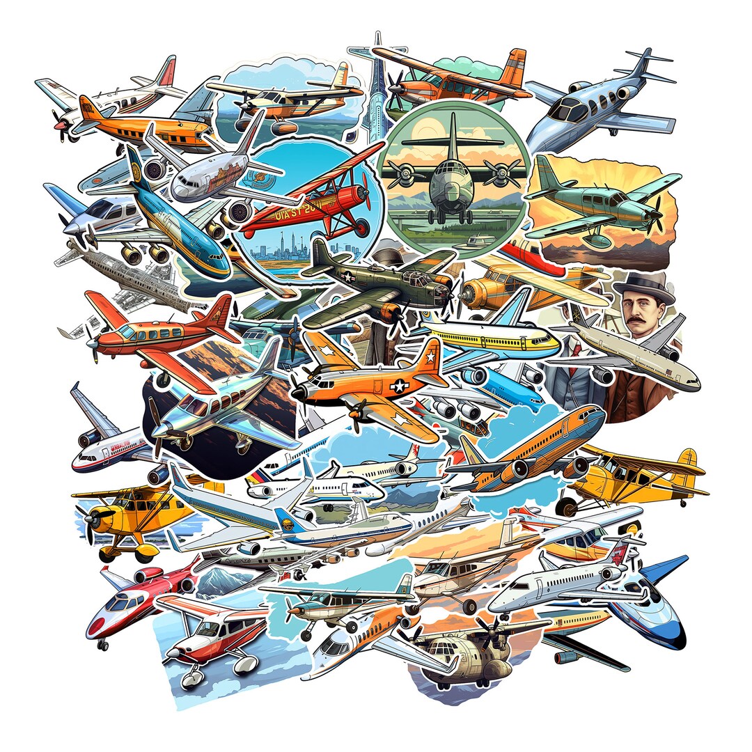 49 AIRPLANE STICKERS PNG | With Borders - Etsy