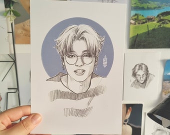 ATEEZ Wooyoung in Glasses / A5 Art Print